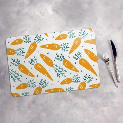 Produktbild von Tischset 6x45x30 cm Platzset Tischmatte Platzmatte Untersetzer - Doodle Möhre Gemüse