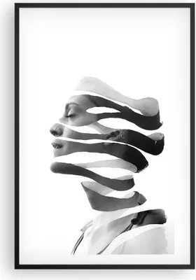Produktbild von Gerahmtes Poster - Schwarzer Rahmen - Frau Surrealismus Monochrom - 61x91,5 cm - Wand Bild - Wanddeko - Wandbilder - Kunstposter - Wandposter - Bilderrahmen - Bilder - Kunstdruck - P2BPA61x91-4430