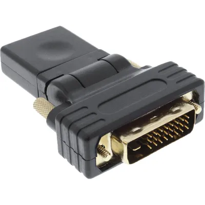 Produktbild von InLine HDMI-DVI Adapter, HDMI Buchse auf DVI Stecker, flexibler Winkel, 4K2K, DVI-D male, DVI, Schwarz