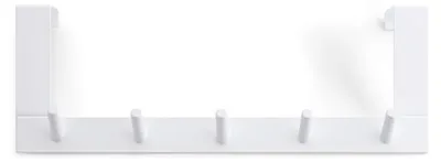 Garderobenhaken mit 5 Haken, Metall, 36x12,5x4 cm, weiß
