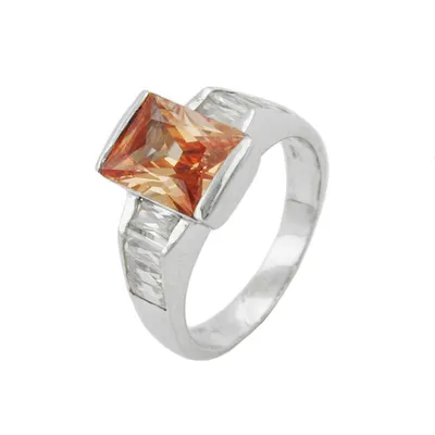 Produktbild von Ring 11mm mit Zirkonias topas weiß glänzend rhodiniert Silber 925 Ringgröße 54 silber 11x7mm