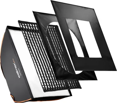 Produktbild von Walimex pro Softbox PLUS Orange Line 80 x 120 cm, Soft Box 360° drehbar, Lichtformer für Foto und Video, inkl. Diffusor, Masken, Grid ideal für Fotostudio