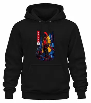 Produktbild von Cyberpunk Samurai Katana Japanisch Anime Japan Y2K Manga Hoodie Kapuzenpullover, Schwarz, S