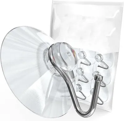 Produktbild von Famanu Saugnapf-Haken Set 10 Stück 40 mm mit Metallhaken - Transparent