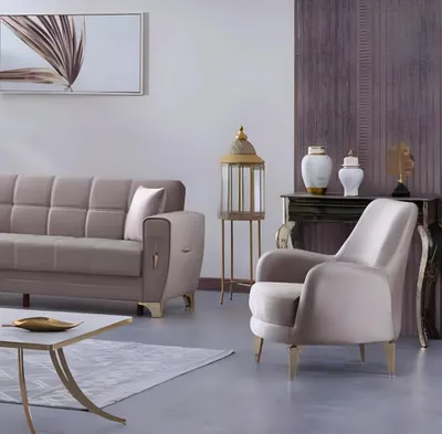 Produktbild von Luxus Sessel Grau Wohnzimmer Textil Möbel Polster Sitz Polstersessel