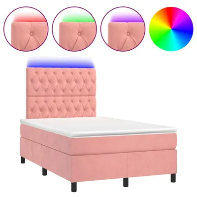 Produktbild von Boxspringbett mit Matratze & LED Rosa 120x190 cm Samt