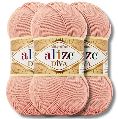 Image de Alize 3 x 100 g de laine Diva, unie, crochet, tricot (363)