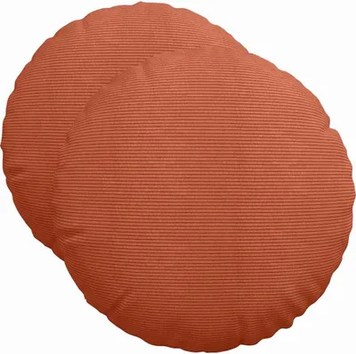 Image de vidaXL Coussins de siège, 2 pièces, tissu cordé, rouge-orange, diamètre 50 x 19 cm