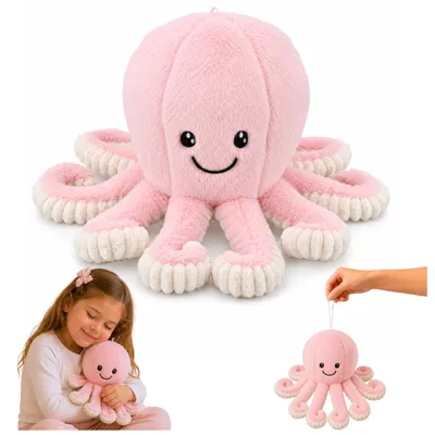Produktbild von Plüsch-Oktopus, Kuscheltier mit elastischen Tentakeln, rosa, 30 cm