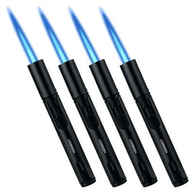 Produktbild von Sturmfeuerzeug 4 Stück Stabfeuerzeug Gas Nachfüllbar 15,4 cm Jetflamme Schwarz
