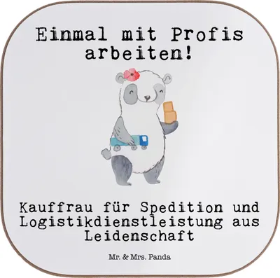 Produktbild von Mr. & Mrs. Panda Tischschoner Kauffrau für Spedition und Logistikdienstleistung Leidenschaft - Weiß - Geschenk, Holzuntersetzer, Lustig, Tischuntersetzer, bieruntersetzer