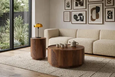 Productafbeelding van Salontafelset, bruin, moderne stijl, houten poten, tafelblad van hout