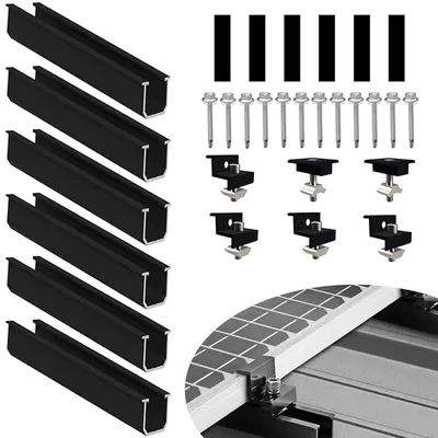 Produktbild von Solarmodul Halterung, PV Halterung Montageset, Alu Solarpanel Halterung Flachdach Trapezblech Blechdach