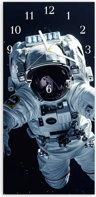 Produktbild von Wanduhr aus Glas mit Motiv Astronaut im All- 30 x 60 cm - inkl. Aufhängesystem