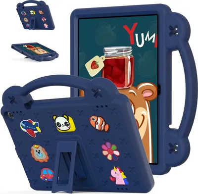 Image de Etui de protection pour Fire HD 10 / HD 10 Plus 2021 10.1", étui mignon pour enfants, antichoc avec poignée et support Bleu foncé