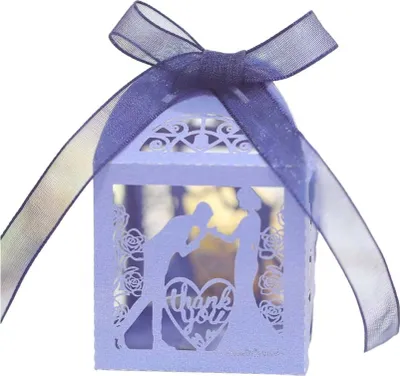 Produktbild von 50pcs Laser Cut Sweet Couple Thank You Candy Box, Braut Und Bräutigam Paar Süßigkeiten-Boxen Für Valentinstag Hochzeit Party Dekoration
