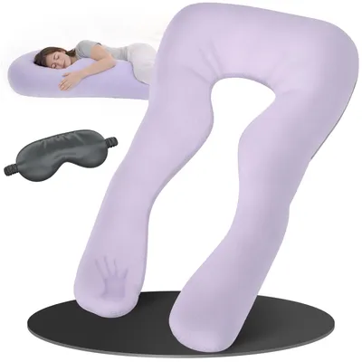 Image de Oreiller ELONEO pour dormir sur le côté avec housse, coussin d'allaitement, coussin de grossesse XXL, violet