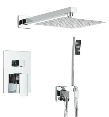 Produktbild von Duscharmatur Set, Regen- und Handbrause, modernes Design, 2-Wege 12 Zoll