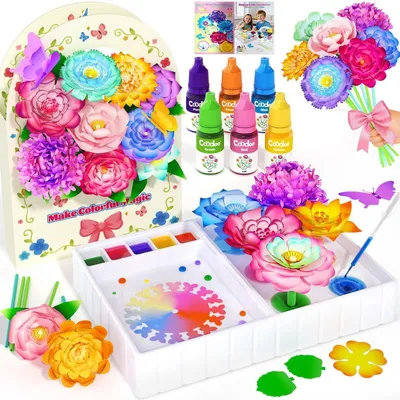 Zdjęcie produktu dla Zestaw do samodzielnego tworzenia kwiatów dla dzieci, magiczne barwienie, zestaw do florystyki, od 3 roku życia, kreatywne prezenty