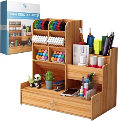 Produktbild von Schreibtisch-Organizer 12 Fächer, Schublade, Eichenfarbe, für Büro