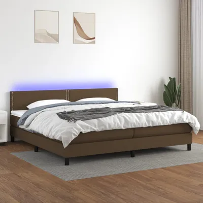 Produktbild von The Living Store Boxspringbett mit Matratze & LED Dunkelbraun 200x200 cm Stoff