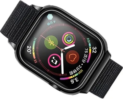 Image de Usams Bracelet avec étui Apple Watch 4/5/6/7/ Se 44/45Mm. Noir/Noir Zb74Iw1 (Us-Zb074)