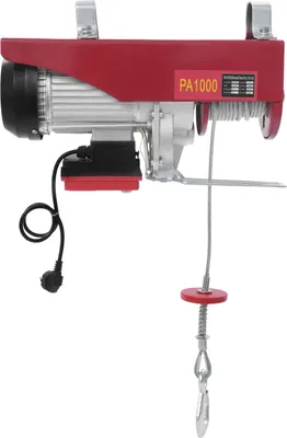 Obrázok produktu pre Elektrický navijak - motorový navijak - nosnosť 1000 kg - rýchlosť zdvihu 10 m/min - výška zdvihu 12 m - výkon 1800 W - medený motor - červený
