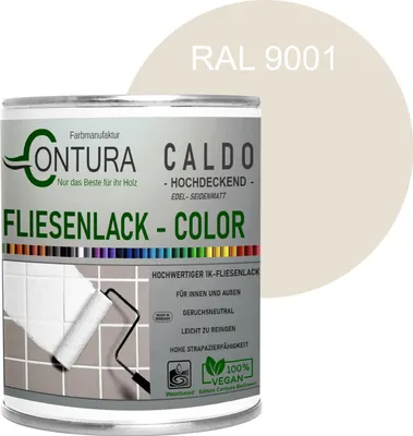 Produktbild von Fliesenlack 750ml. Fliesenfarbe 20 Farben Lack Fliesen Wand Boden Bad Küche - RAL 9001 Creme