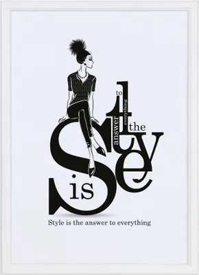 A fashion illustration with text.