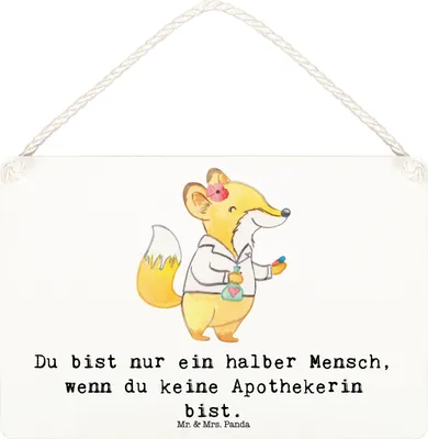 Produktbild von Mr. & Mrs. Panda holzbild Apothekerin Herz DIN A6 - Weiß - Geschenk, Wandbild Holz, Spruch, Türschild, Approbation, Holzschild, Beruf, Schild, wandtafel, Lustig