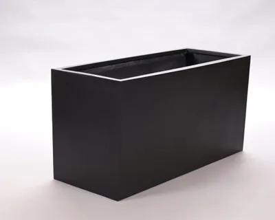 A black rectangular planter box is shown against a white background.