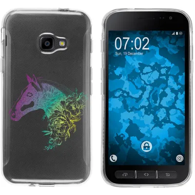 Produktbild von PhoneNatic Case kompatibel mit Samsung Galaxy Xcover 4 / 4s Silikon-Hülle Floral Pferd M5-4