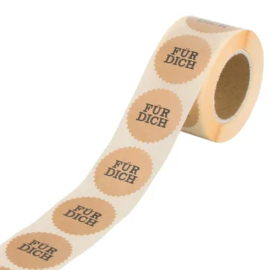 Image de Autocollants « Pour toi », ronds de 35 mm, marron, papier kraft - 500 autocollants dans un distributeur