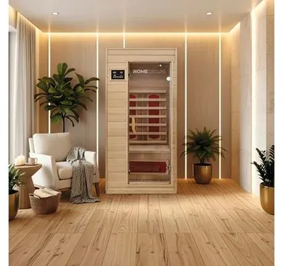 Obrázek produktu pro Home Deluxe - Infračervená kabina REDSUN S - 90 x 90 x 190 cm - pro 1 osobu, 4 infračervené ohřívače, dřevo: hemlock I Infrasauna, sauna, tepelná kabina, infračervená kabina