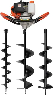 Produktbild von Erdbohrer Benzin 52CC 2-Takt Erdbohrer für Bohrmaschine, Erdbohrgerät Pfahlbohrer Set mit 3 Bohrer Einzylinder Luftgekühlt Benzin Handerdbohrer Gartenbohrer