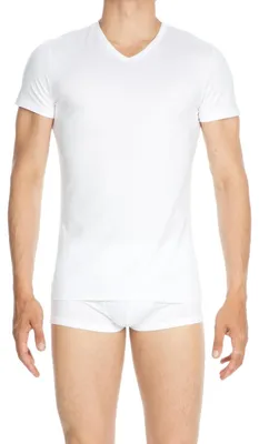 Produktbild von HOM Herren Classic Tee-shirt V Neck Unterhemden, Weiß, XXL EU