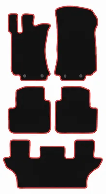 Image de Tapis de sol en moquette noir/rouge pour Mercedes R251 / V251 2005-2013 5 pièces