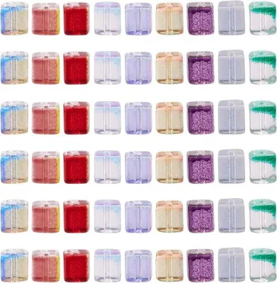 Produktbild von Durchsichtige Glas-Kubusketten 6mm zweifarbige Würfel