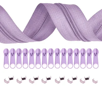 5m Endlos-Reißverschluss 3mm mit 10 Zippern und 15 Endstücke orchidee