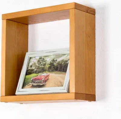 Produktbild von Hängeregal / Wandregal Kiefer massiv Vollholz Erlefarben Junco 283A - 30 x 30 x 12 cm (H x B x T)