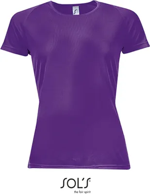 Image de SOLs 01159 | T-shirt de sport raglan femme + dos long - Couleur : Violet foncé - Taille : M