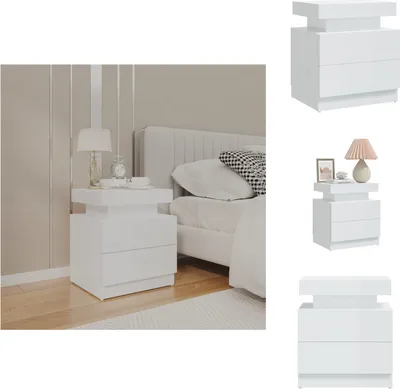 Zdjęcie produktu dla vidaXL Stolik nocny biały wysoki połysk 45x35x52 cm materiał drewnopochodny - Stoliki nocne