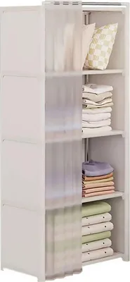 Produktbild von Stoffschrank Kleiderschrank - W5 Kleiderschrank - Staubdicht - Schiebetür - Metallrahmen - Verstärkter Rahmen - Großes Fassungsvermögen - Für Schlafzimmer - Weiß