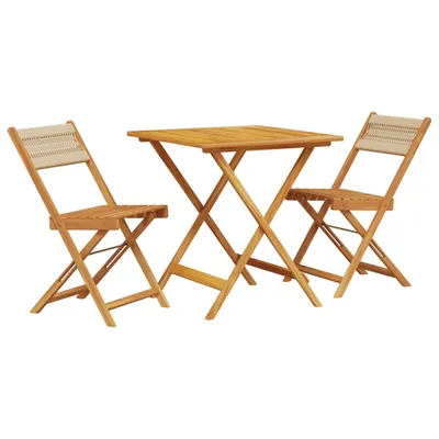 Produktbild von vidaXL 3-tlg. Bistro-Set Beige Polypropylen und Massivholz