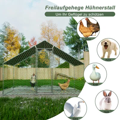 Produktbild von Hühnerstall, wasserdichte PE-Abdeckung, Sicherheitsverschlussmerkmale, grün