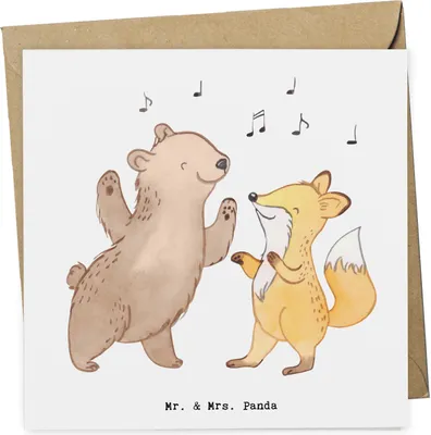 Produktbild von Mr. & Mrs. Panda Grußkarte Hase Tanzen - Weiß - Geschenk, faltkarte, gehen, Tanzkurs, Klappkarte, Tanzschule, doppelkarte, anlasskarte, Glückwunschkarte