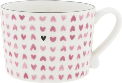 Produktbild von Tasse, Becher Hearts all over Herzen weiß rosa 300ml Keramik Bastion Collections