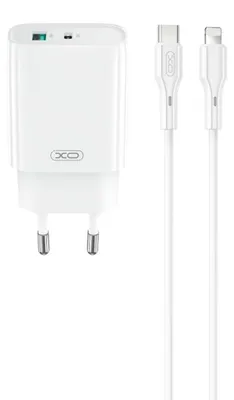 Zdjęcie produktu dla Xo Ładowarka Sieciowa Ce30 Pd 30W 1X Usb-C 1X Usb Biała + Kabel Usb-C - Lightning