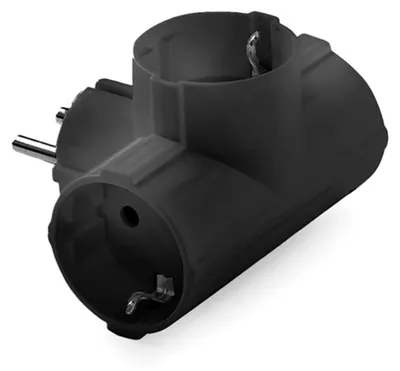 Image de Adaptateur Triple Schuko 2p+t, 16a 250 V, Noir