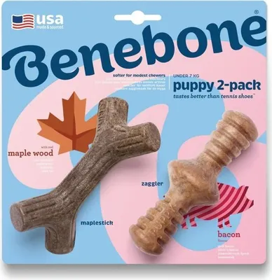 Image de Benebone Puppy Maplestick Zaggler slanina XS 2 ks